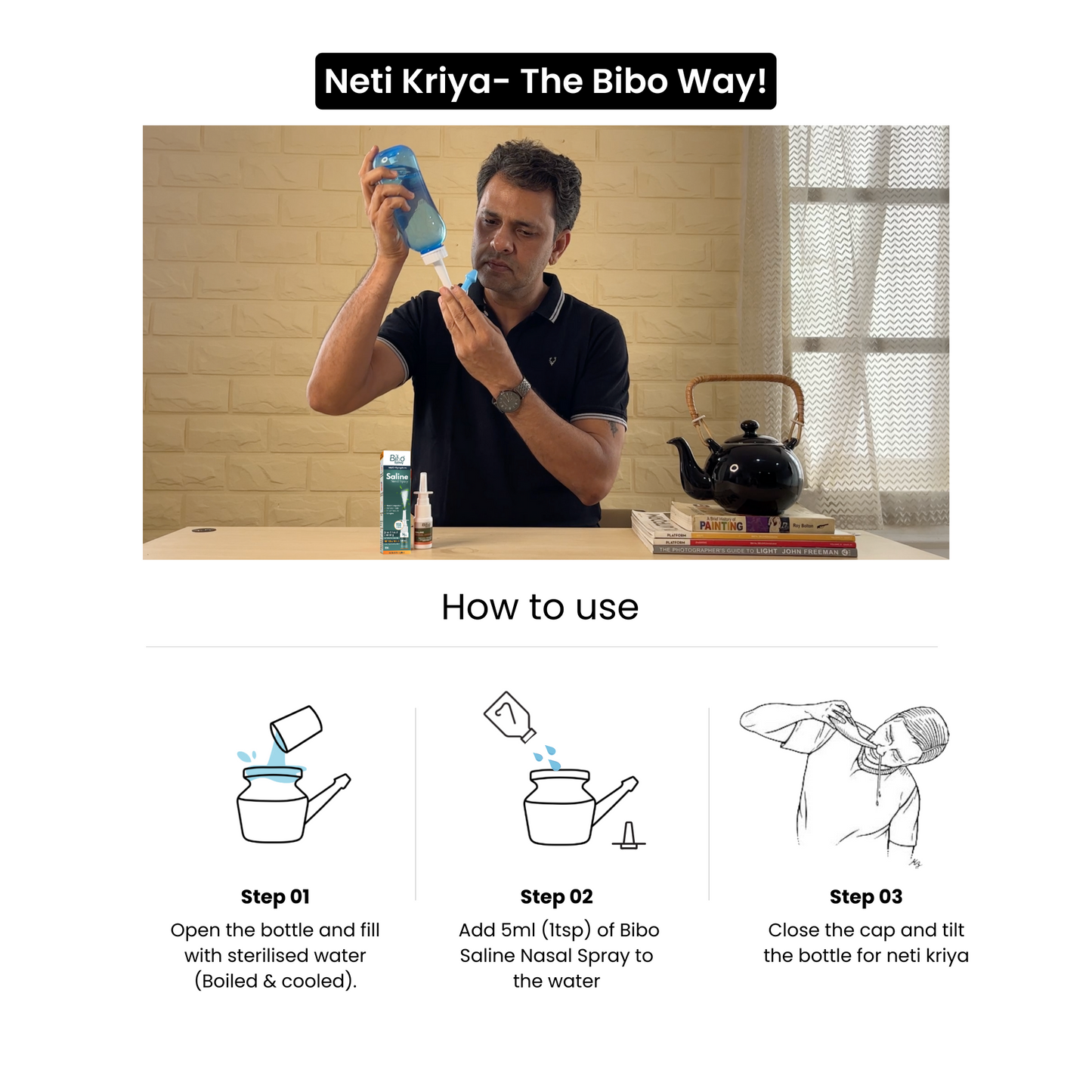 Bibo Saline Nasal Spray | With Tulsi & Xylitol - 60 ML