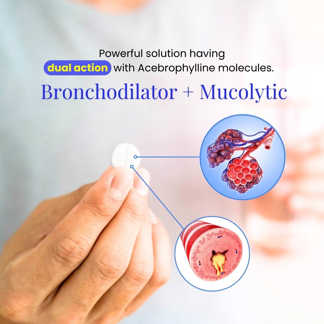 Bronkite AB SR 200 | Acebrophylline | Asthma, Bronchitis & COPD | 10 Tabs