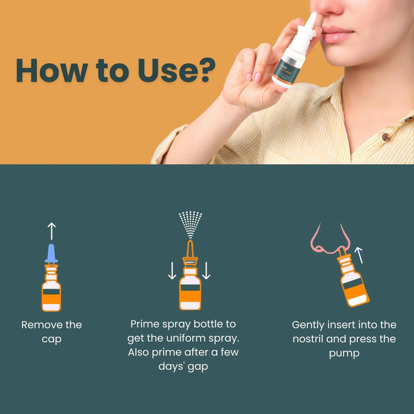 Bibo Saline Nasal Spray | With Tulsi & Xylitol | 15ml