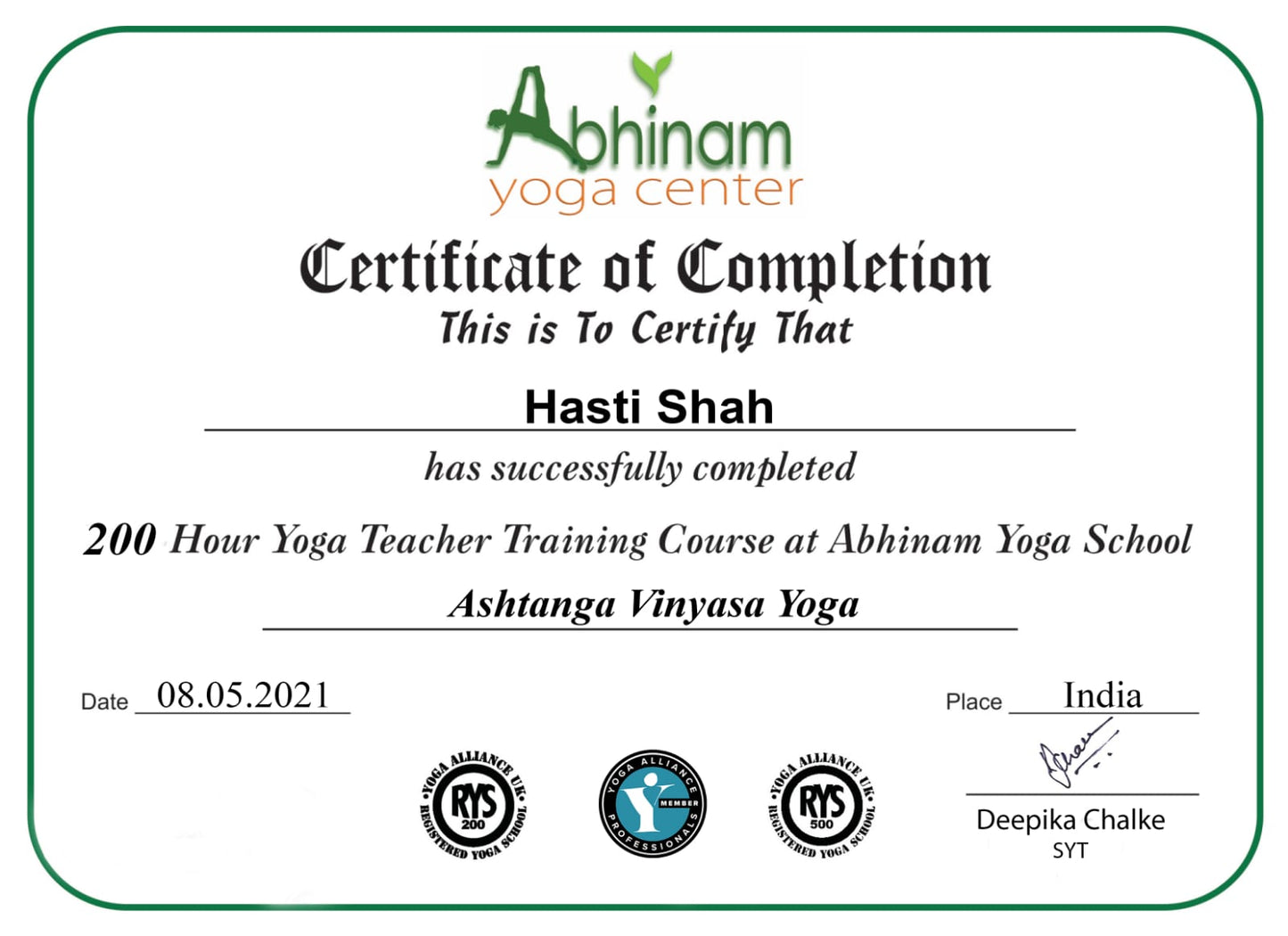 Yoga Expert Consultation | Hasti Shah